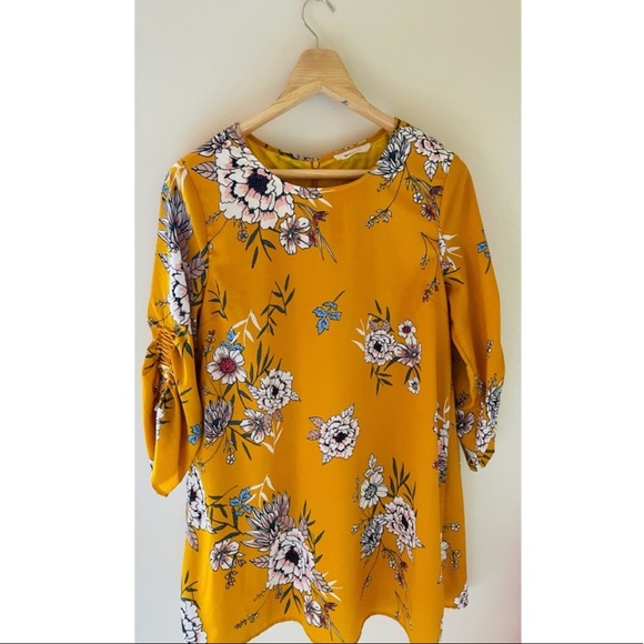 Yellow Floral Tunic Dress - Picture 1 of 6